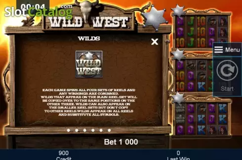 Betalningstabell 2. Wild West (Mazooma) slot