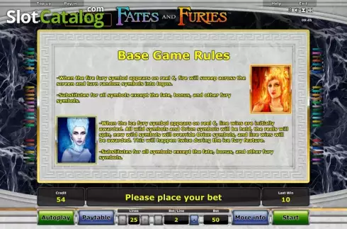 Paytable 2. Fates and Furies slot