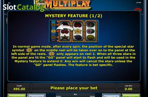 Paytable 4. 5 Line Multiplay slot