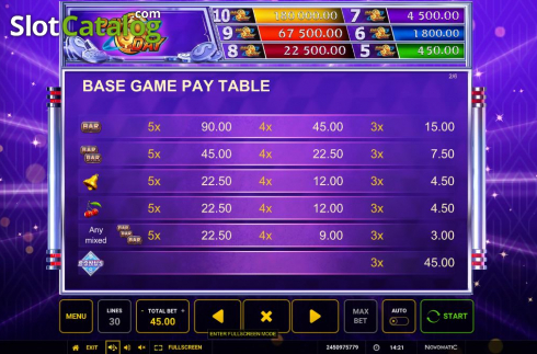 Paytable. Pay Day slot
