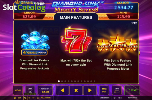 Features 1. Diamond Link Mighty Sevens slot