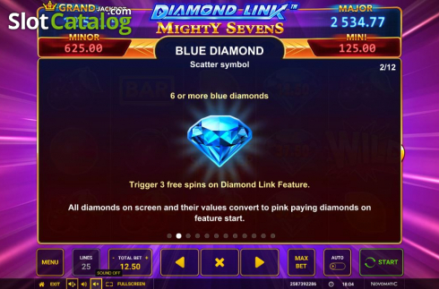 Pantalla9. Diamond Link Mighty Sevens Tragamonedas 