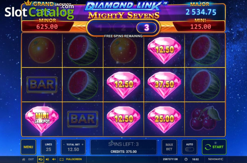 Bildschirm6. Diamond Link Mighty Sevens slot