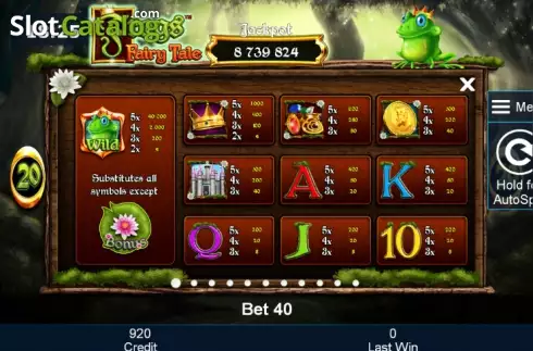 Paytable 1. Frogs Fairy Tale slot