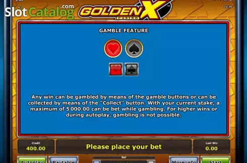 Paytable 4. GOLDEN X casino slot