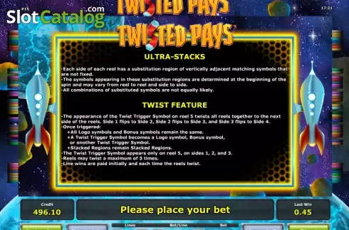 Betalningstabell 2. Twisted Pays slot