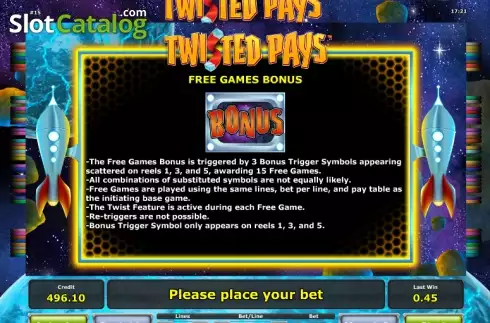 Paytable 3. Twisted Pays slot