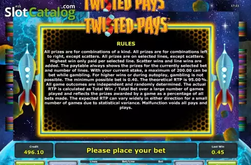 Paytable 4. Twisted Pays slot