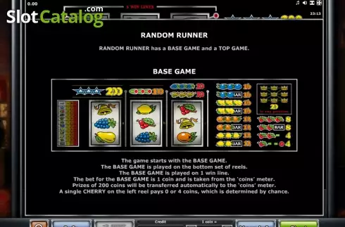 Betalningstabell 2. Random Runner (Eurocoin Interactive) slot