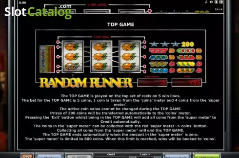 Paytable 4. Random Runner (Eurocoin Interactive) Machine à sous