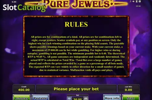 Paytable 3. Pure Jewels slot