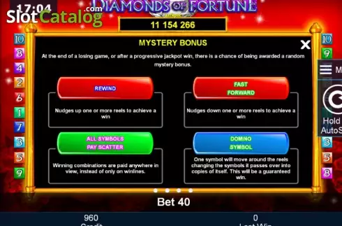 Paytable 2. Diamonds of Fortune slot