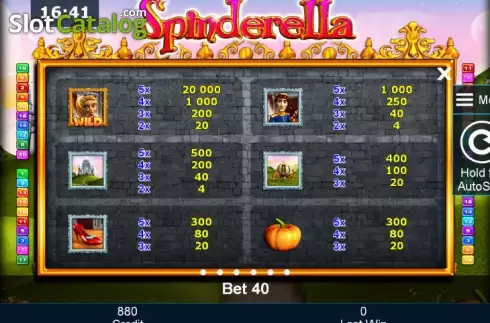 Paytable 1. Spinderella slot