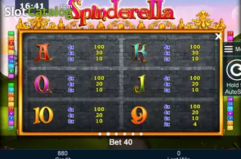 Paytable 2. Spinderella slot