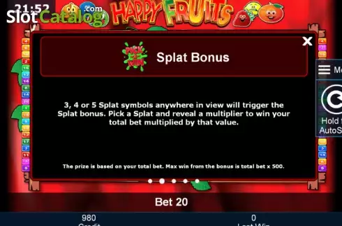 Paytable 2. Happy Fruits slot