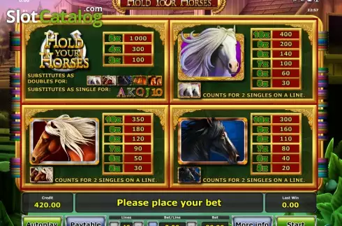 Paytable 1. Hold your horses slot