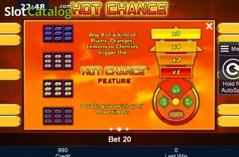ペイテーブル2. Hot Chance (ホット・チャンス) カジノスロット