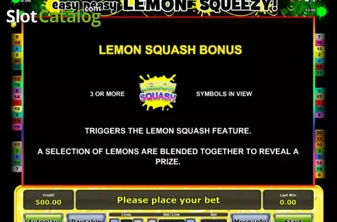 Paytable 4. Easy peasy Lemon squeezy slot