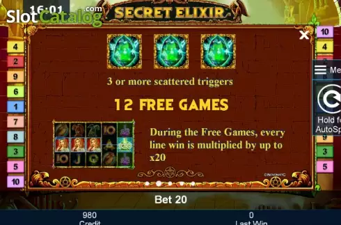 Betalningstabell 2. Secret Elixir slot