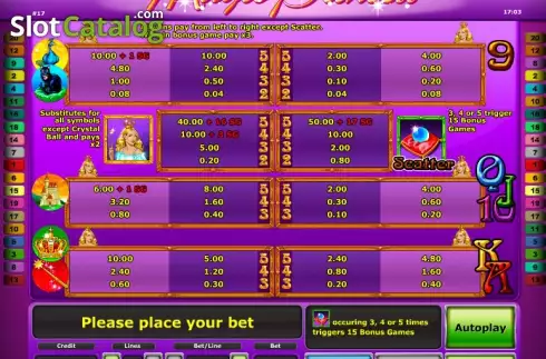 Paytable 1. Magic Princess slot