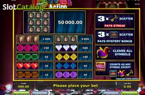 Paytable 1. Jewel Action slot