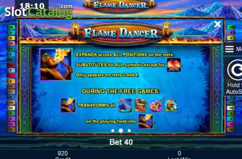 Betalningstabell 2. Flame Dancer slot