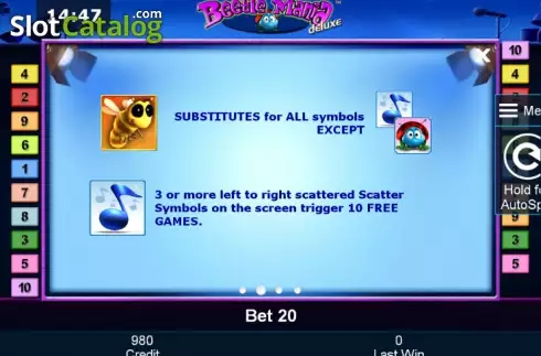 Paytable 2. Beetle Mania deluxe slot