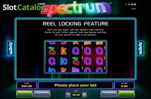 Paytable 3. Spectrum (Green Tube) slot