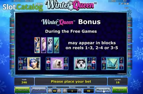 Paytable 2. Winter Queen slot