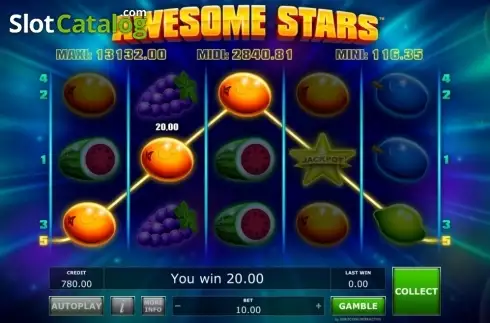 Win screen 1. Awesome Stars slot