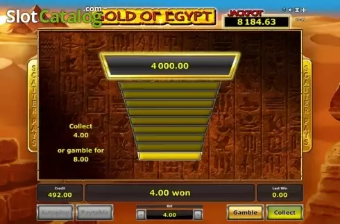 Gamble screen. Gold of Egypt (Green Tube) slot
