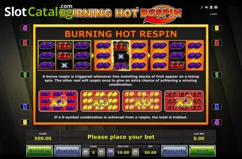 Écran7. Burning Hot Respin Machine à sous