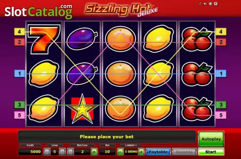 Game Screen. Sizzling Hot deluxe slot