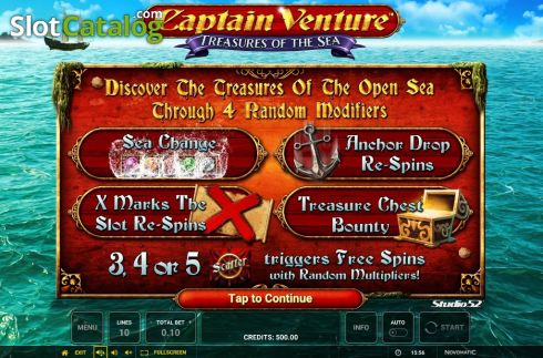 Start Screen. Captain Venture Treasures of the Sea slot