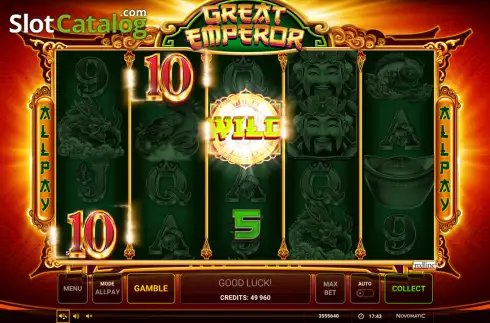 Win screen. Great Emperor slot