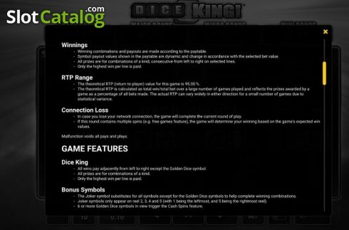 Game Rules 2. Dice King slot