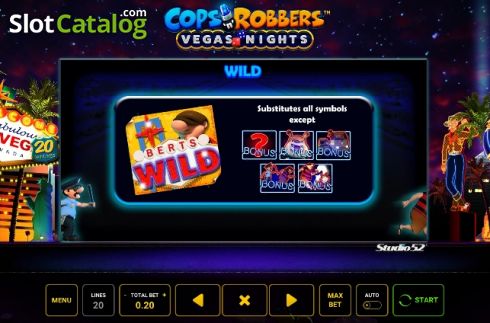 Paytable 3. Cops n Robbers Vegas Nights slot