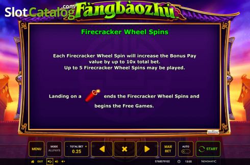 Firecracker Wheel Spins scren. FangBaoZhu slot