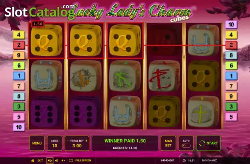 Win screen 2. Lucky Lady’s Charm Cubes slot