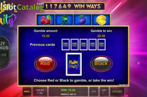 Double Up Risk Game Screen. Feelin’ Fruity Win Ways slot