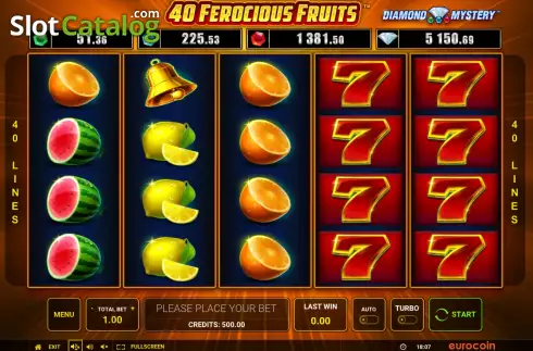 Game screen. 40 Ferocious Fruits slot