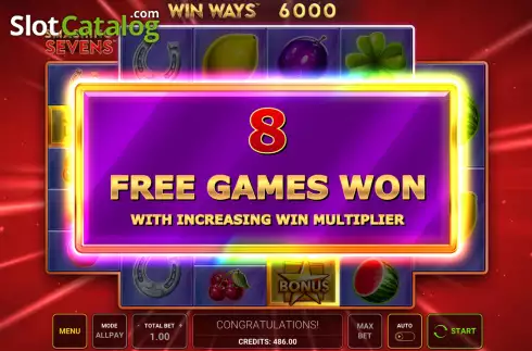 Free Spins Win Screen. Smashing Sevens Win Ways slot