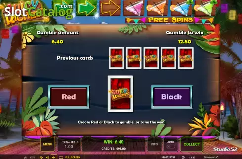 Risk Game screen. Juicy Riches slot