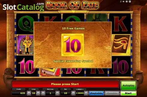 Free Spins Win Screen. Book of Fate (Greentube) slot