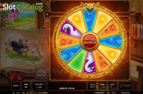 Bonus Wheel Win Screen. Diamond Tales: The Ugly Duckling slot