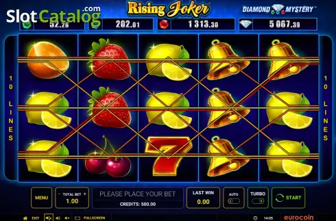 Game screen. Rising Joker - Diamond Mystery slot