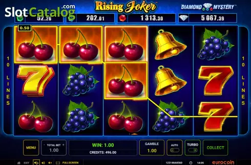 Win screen. Rising Joker - Diamond Mystery slot