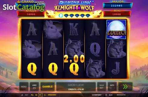 Win screen 2. Diamond Link: Almighty Wolf slot