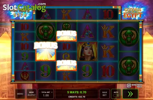 Free Spins Win Screen. Goddess of Egypt (Greentube) slot
