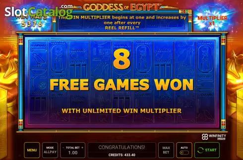 Free Spins Win Screen 2. Goddess of Egypt (Greentube) slot